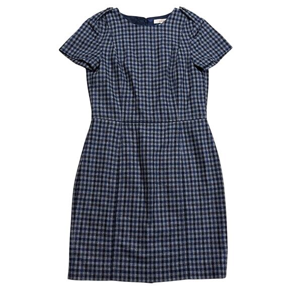 Brooks Brothers Sheath Plaid Wool Blend Dress Blue Size 2 - Picture 1 of 6